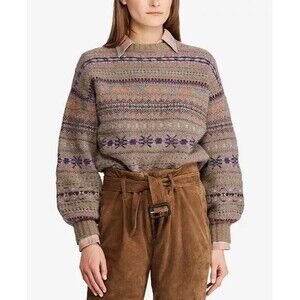 Polo Ralph Lauren Womens Small Sweater Fair Isle Granny Core Wool Cashmere Knit